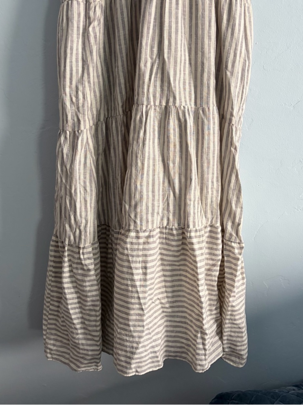 Madewell Striped Tiered Maxi Dress Hemp Vertical Stripe Plain - Picture 14 of 14